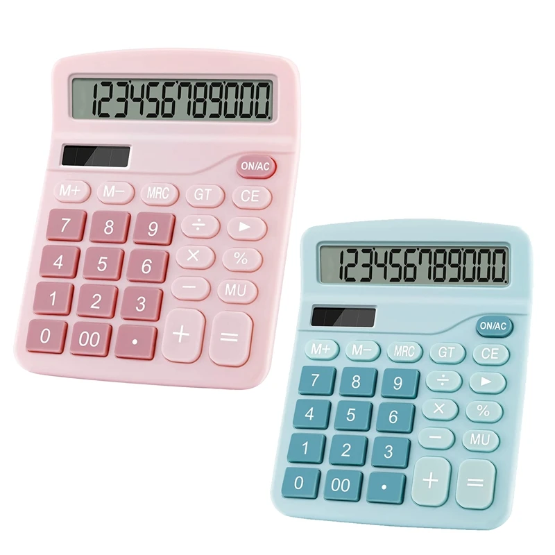 RISE-12 Digits Electronic Calculator Solar Calculator Dual Power Calculator Office Financial Basic Desk Calculator