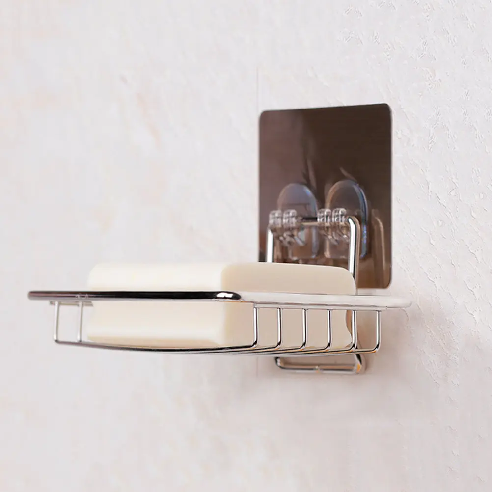 

Soap Dish Holder Stainless Steel Self Adhesive Wall Mounted Soap Sponge Holder Storage Rack for Kitchen Bathroom Laundry Use