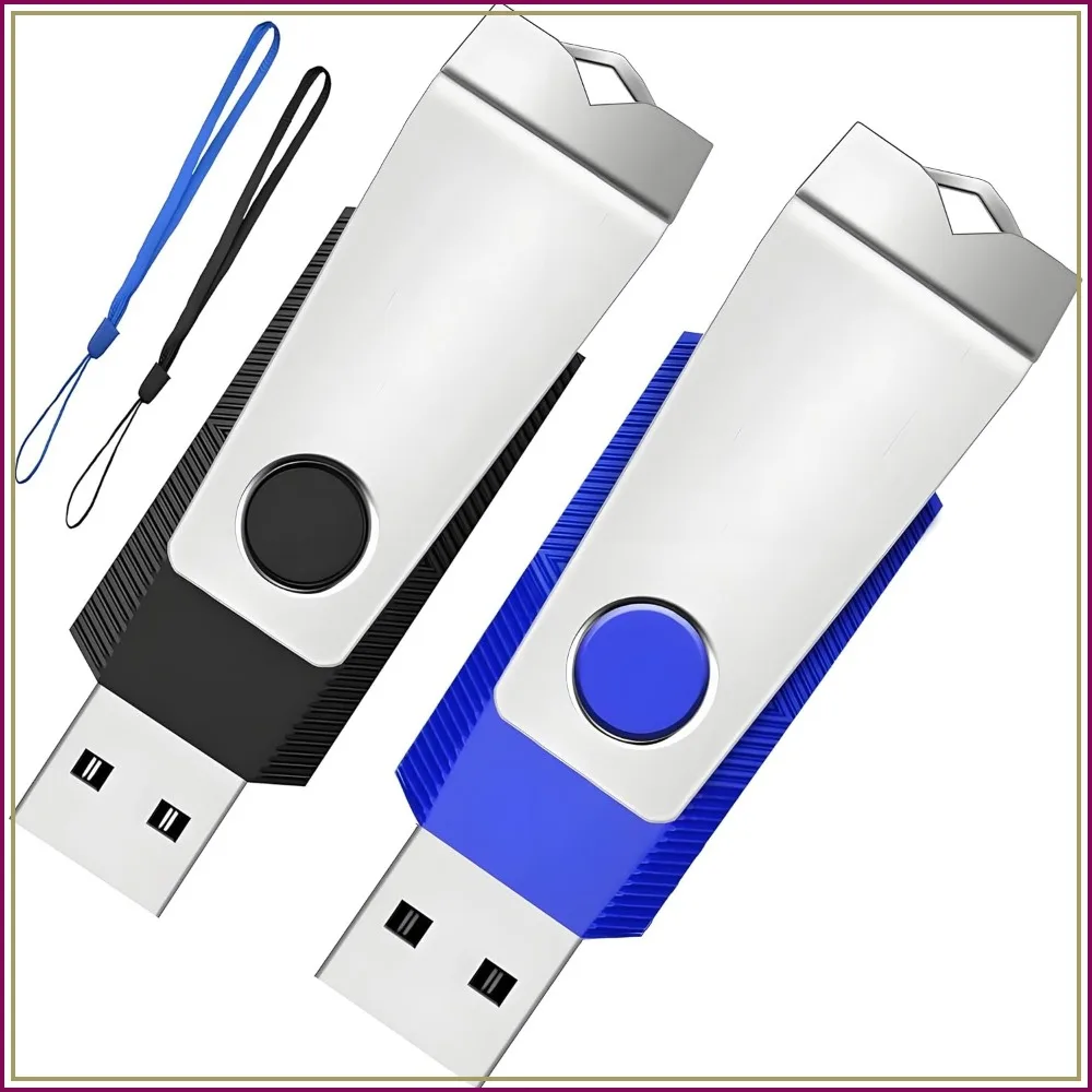 1GB USB 2.0 Flash Drive 2 Pack, Thumb Drives with LED Light and Lanyards for Storage and Backup