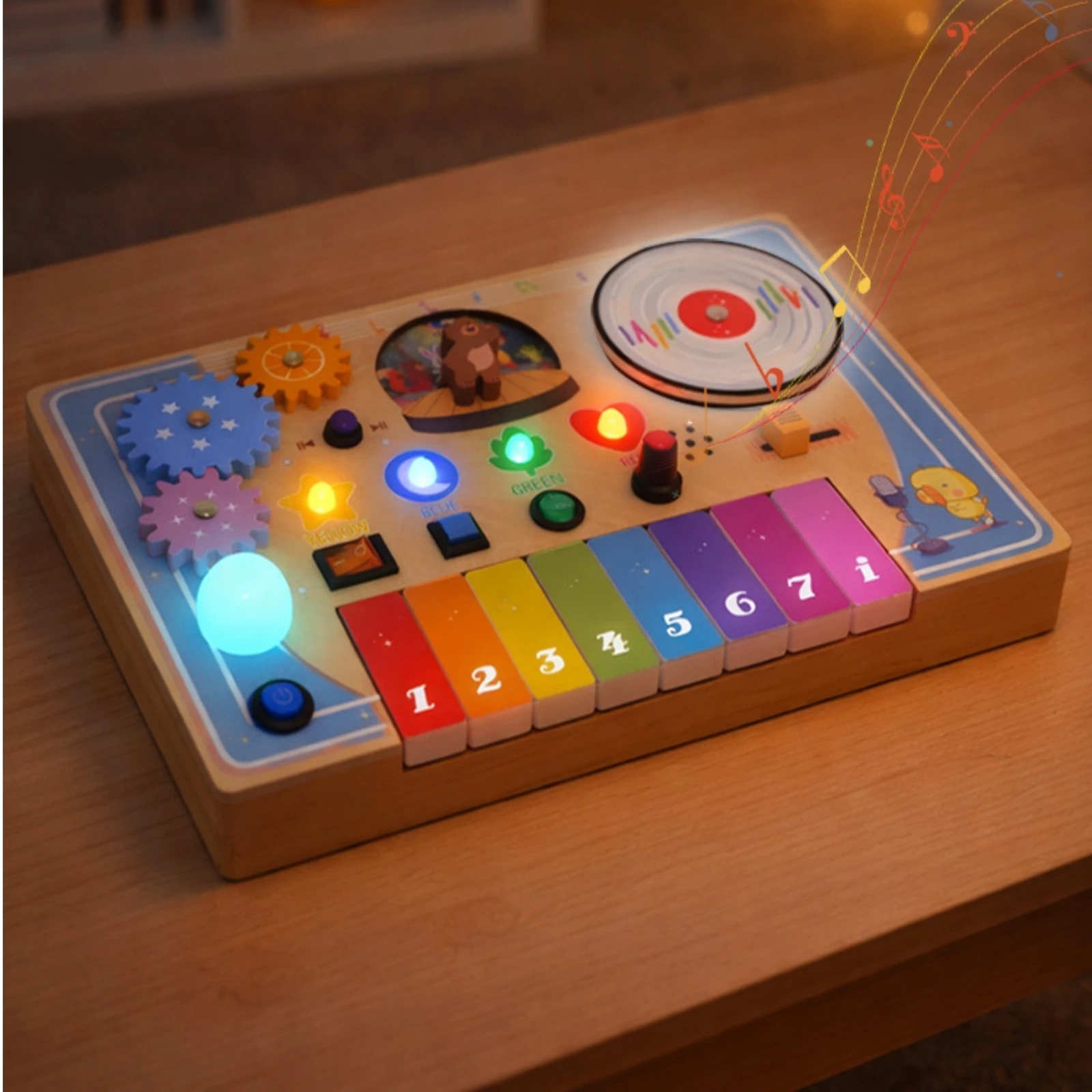 木製ビジーボードおもちゃ-ピアノキー-教育用ビジーボード-天然無垢材-子供向け手と目の協調性を養う