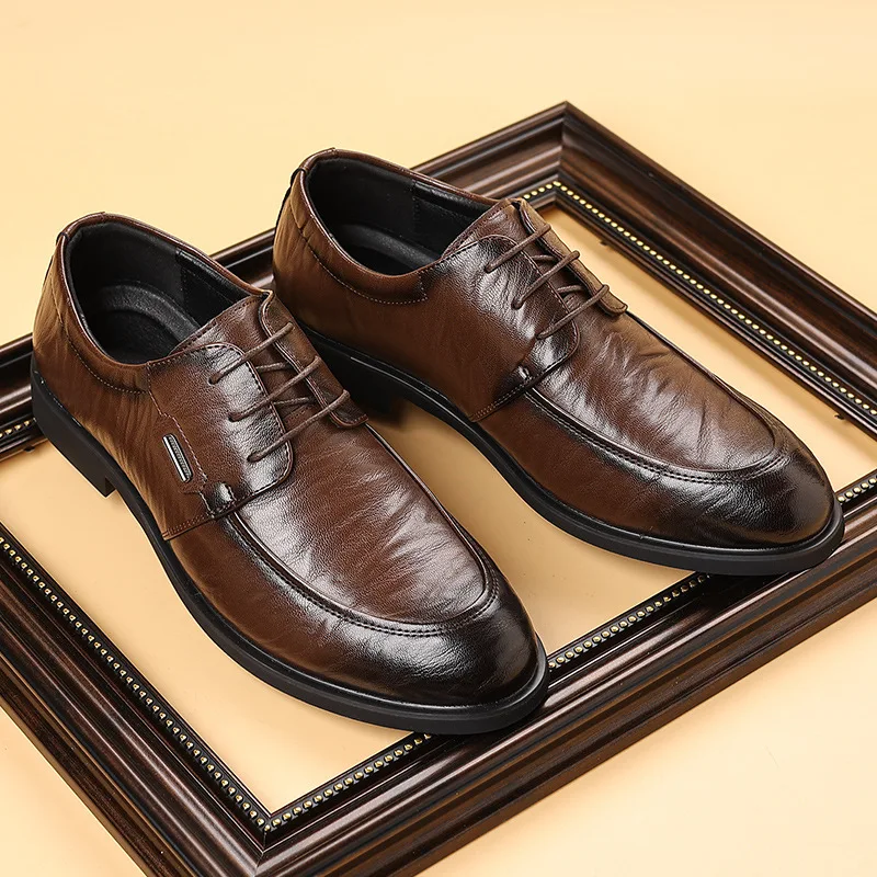 Herren-Lederschuhe mit handgekratzten Mustern, formelle Business-Lederschuhe, Pendler, trendige und bequeme Abendschuhe