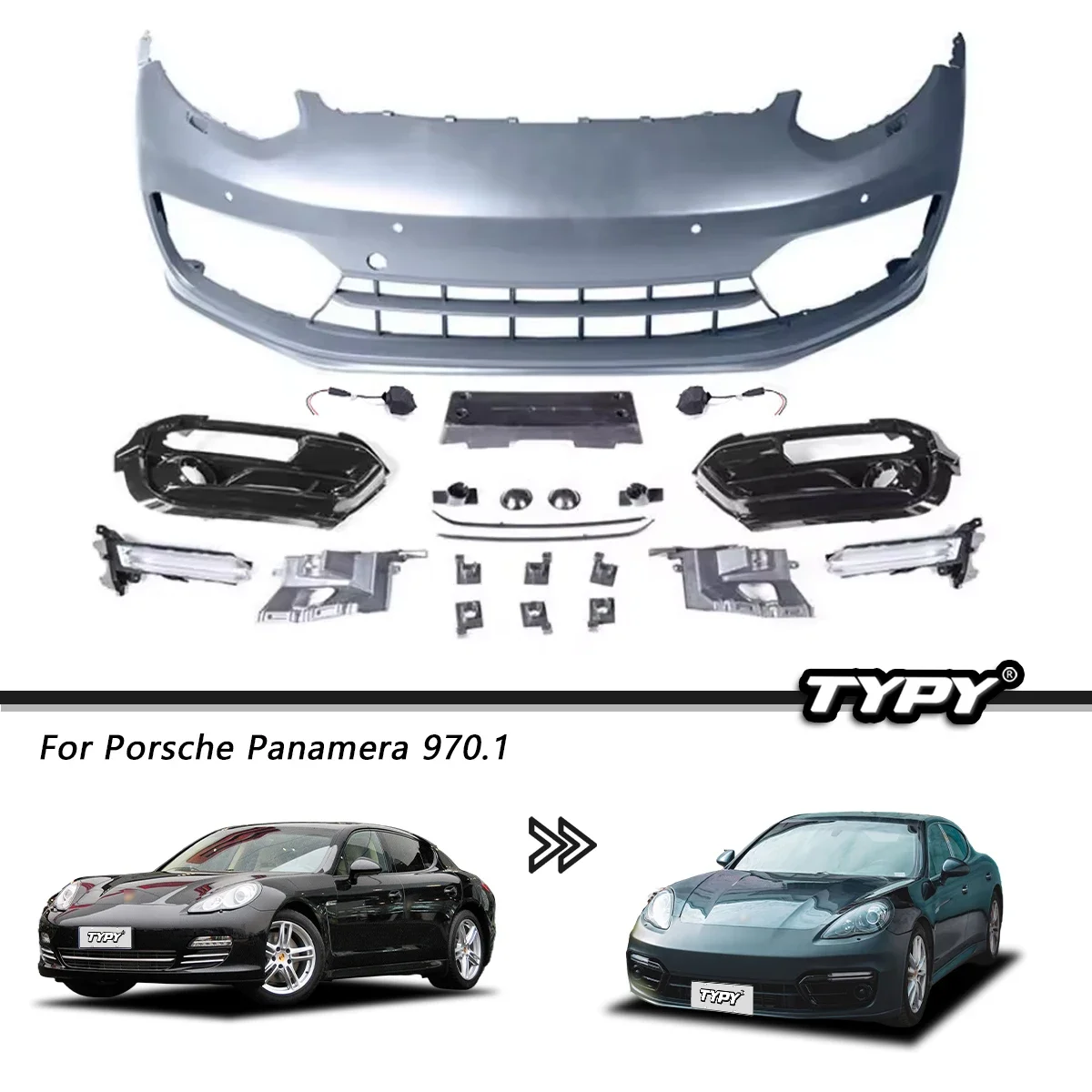 TYPY Car accessories For Porsche Panamera 970.1 Upgrade 971 GTS Front Bumper Assembly Fog Lights Headlights Plug Play