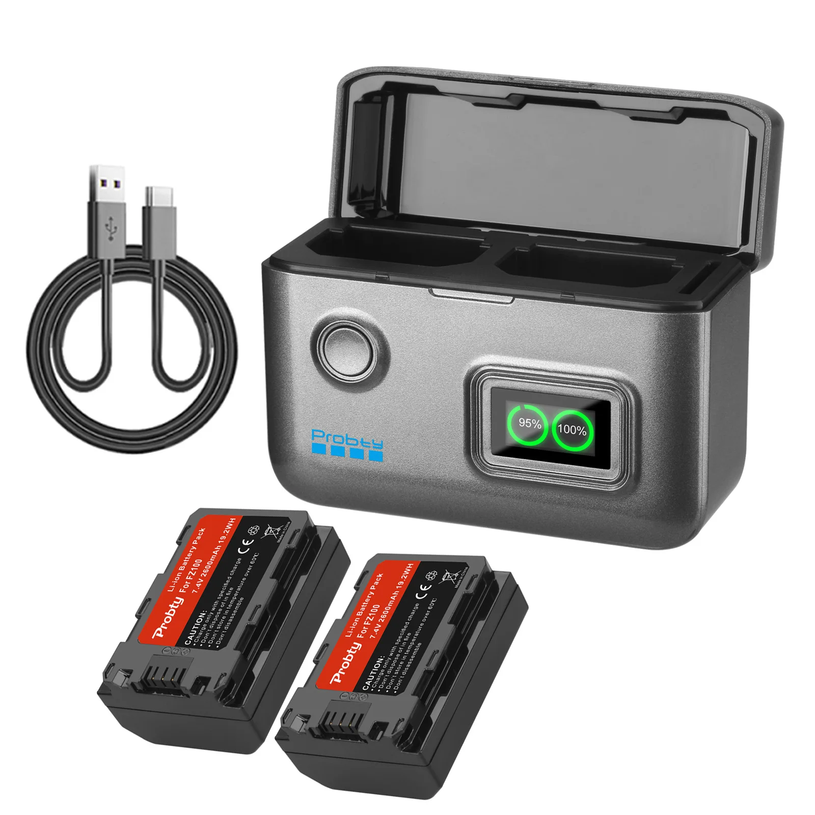 NP-FZ100 Z-series Rechargeable Battery Pack for Alpha A7 III, A7R III, A9 ZV-E1, FX3, FX30, Digital Cameras black