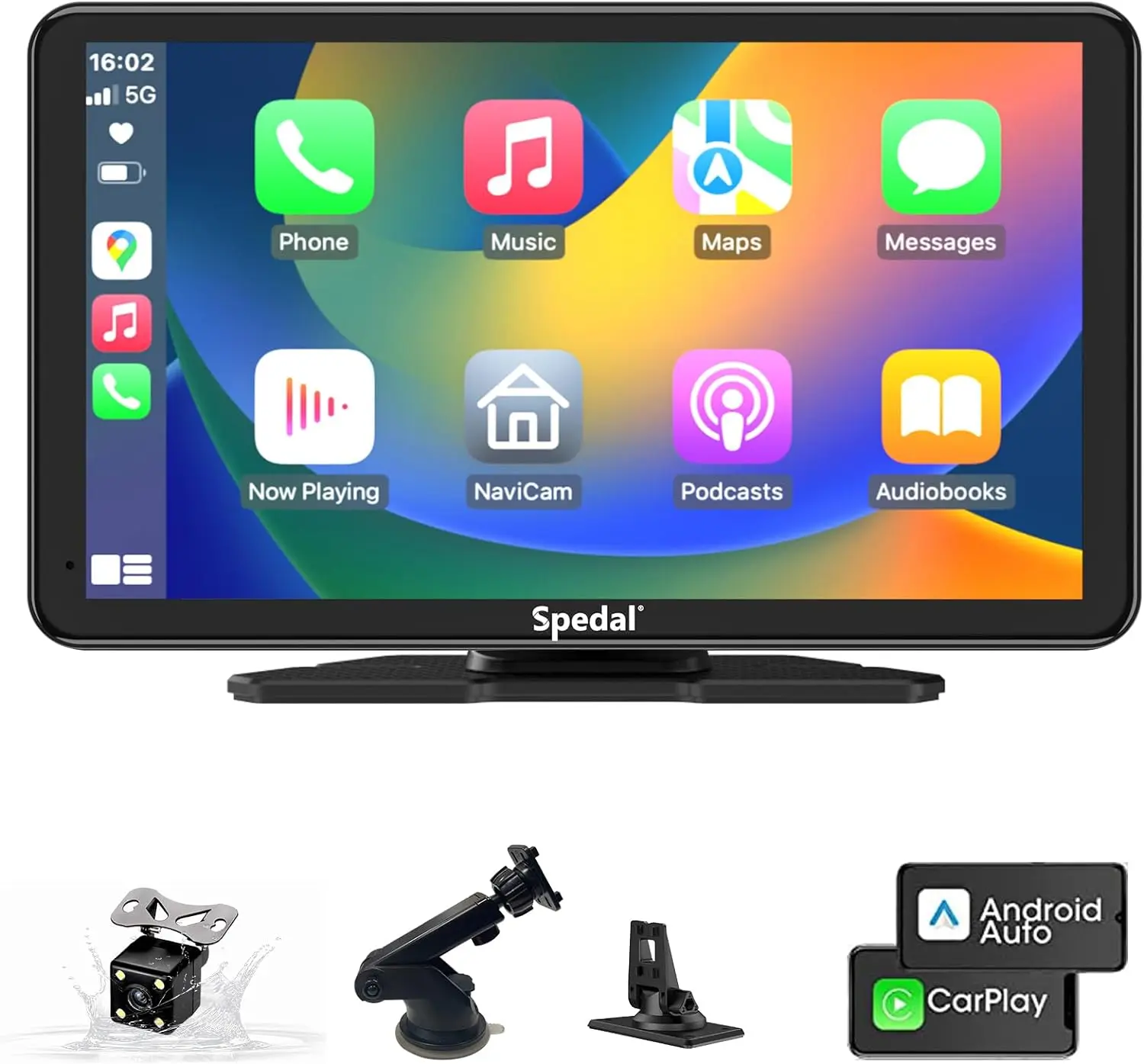 

Spedal CL796L 7" IPS Portable Car Stereo with CarPlay＆Backup Camera, Wireless CarPlay ＆ Android Auto Dash Mount Car Screen,