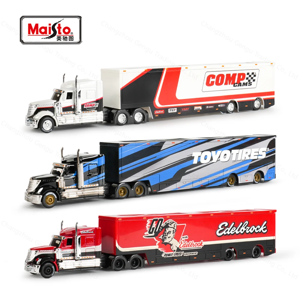 Maisto 1:64 International LoneStar Mack Anthem remolque contenedor estático vehículos fundidos a presión pasatiempos coleccionables modelo coche Juguetes