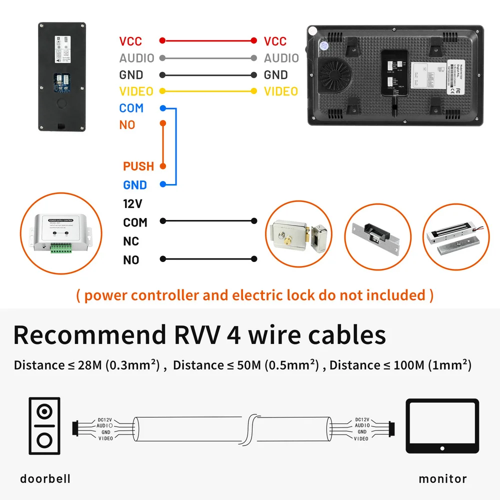 Bel Pintu Video Karmen untuk Monitor Interkom 7 Inci Berkabel Rumah X1 Kamera Ponsel Pintu Warna Tahan Air X1 Mendukung Sistem Buka Kunci