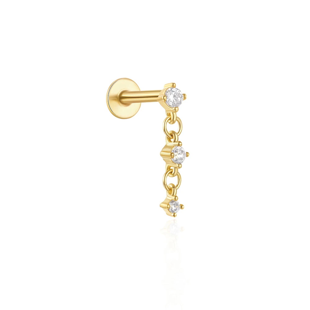 CANNER 1 ST 925 Sterling Zilver Achtpuntige Ster CZ Piercing Oorbel Voor Vrouwen Ins Kwastje Ketting Stud oorbel Party Fijne Sieraden