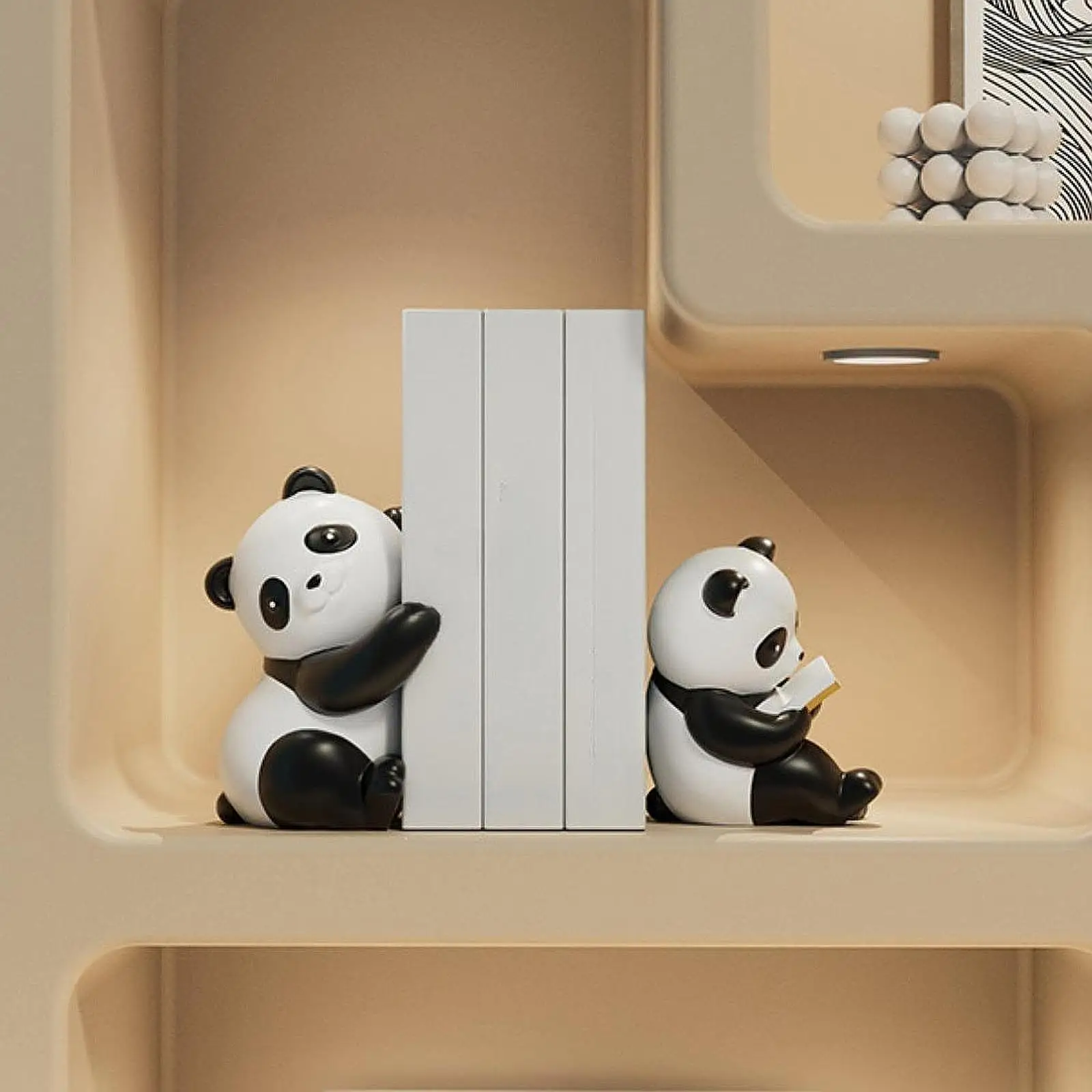 الباندا الدفتين التماثيل الحرف الراتنج التماثيل لطيف الحيوان الحلي المنحوتات لطاولة رفوف مكتب داخلي ديكور