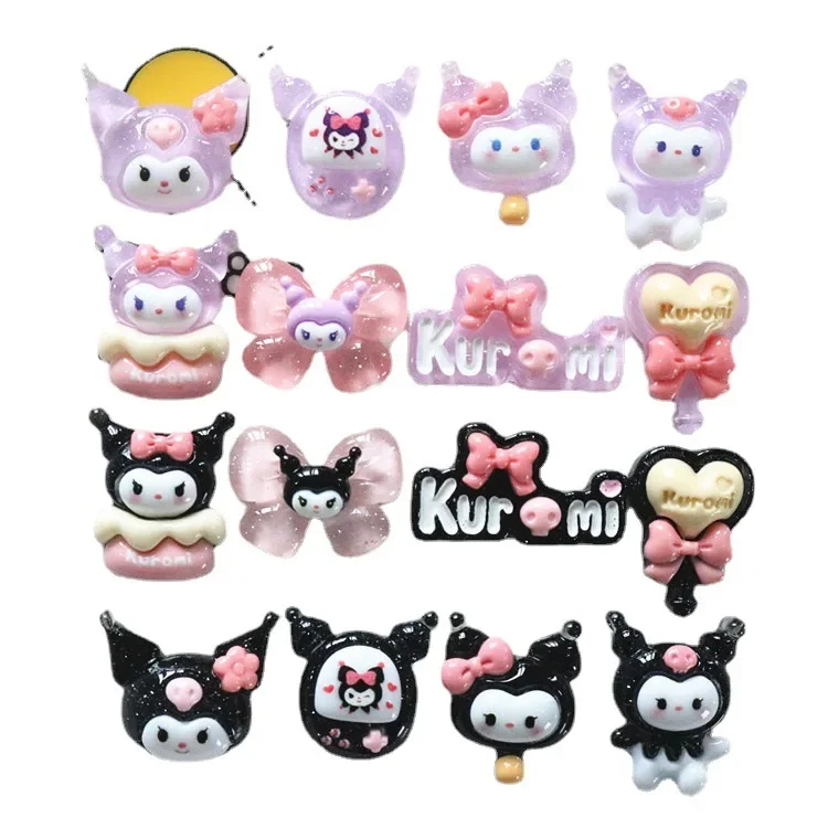 5ks miniso řada sanrio kuromi kreslený pryskyřice flatback mugle DIY řemesel materiálů šperků vytváření okouzluje