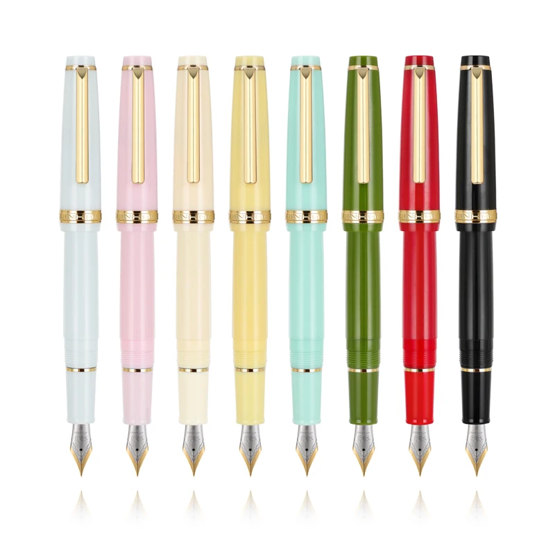 Luxury Jinhao 82 Series penna stilografica acrilico F 0.5mm Nib School forniture per ufficio penne a inchiostro per scrittura aziendale Clip d'oro blu giallo