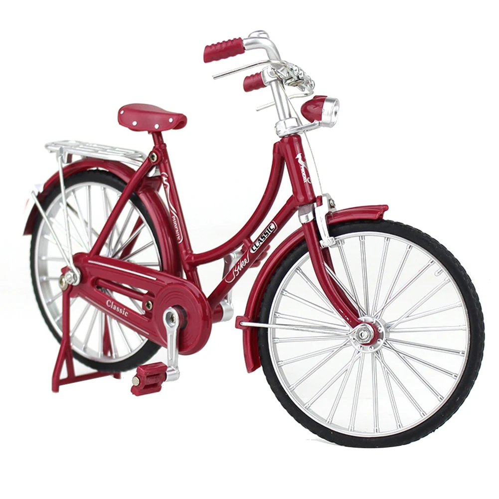 Mini bicicleta de montaña de Metal fundido a presión, modelo de aleación 1:10, bicicleta Retro, juguete coleccionable para adultos y niños, estilo 2 rojo