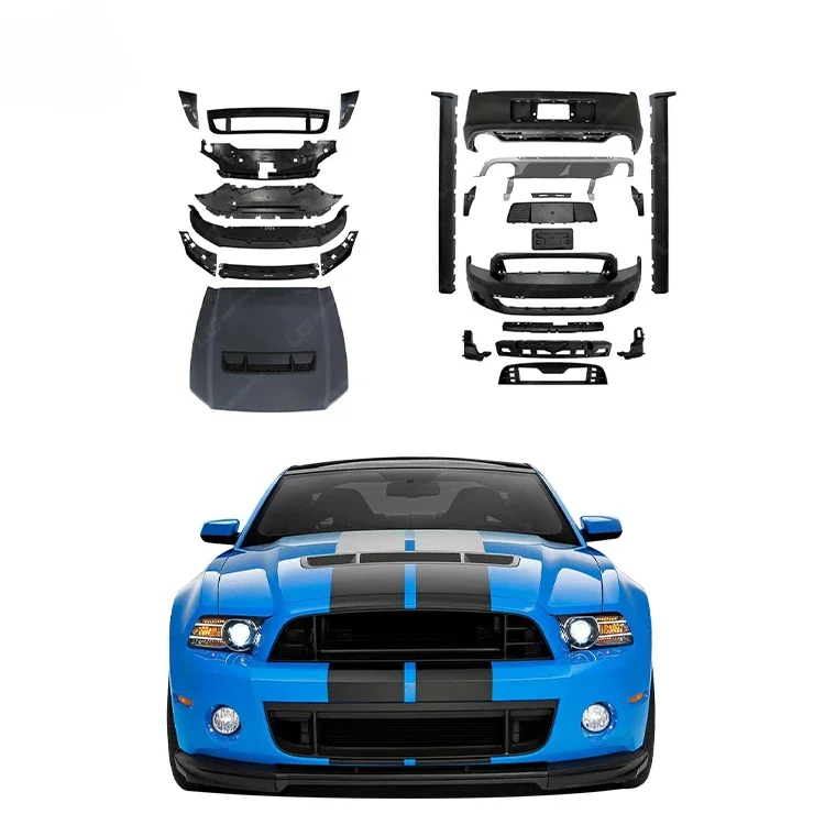 GT500 Body kit For Ford Mustang 2013y-2014y Auto Car Modification Front Rear Bumpers Side Skirts Hood