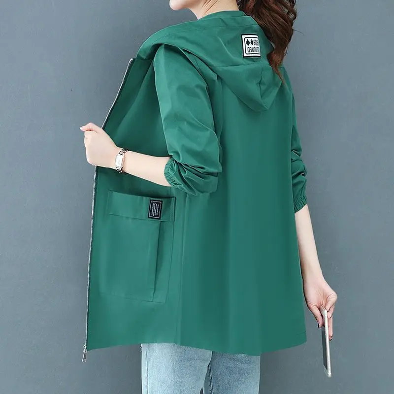 Jaquetas femininas com capuz emendado, bolsos com zíper, casacos soltos, tops que combinam com tudo, casacos urbanos, roupas casuais, nova moda, outono, inverno, 2022