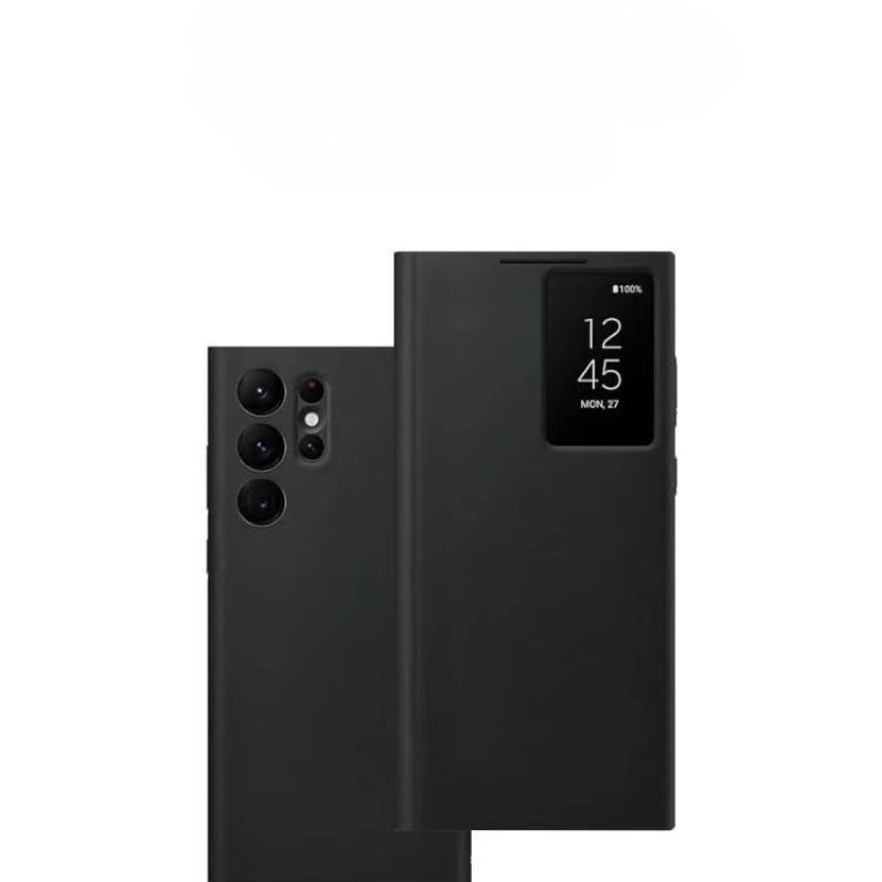 New Smart Clear View Flip Mirror Phone Case For Samsung Galaxy 5G S22Ultra Intelligent with chip PC Leather Protective Covers