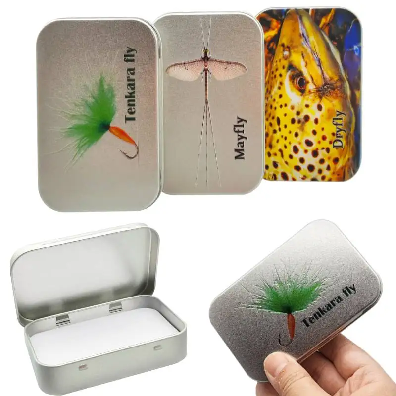 New Iron Trout Fishing Fly Fishing Box With Slit Foam Durable Metal Tackle Box Portable Wet Dry Flies Storage Box Fishing Tools