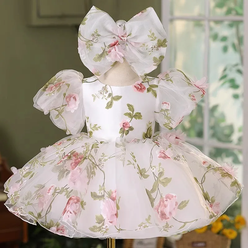 

2025Girls' New Wedding Puffy Piano Performance Birthday Forest Style Princess Dress