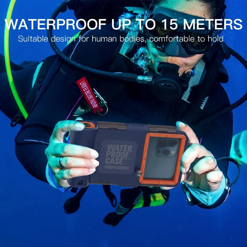 Shellbox 50ft/15M Professional Diving Waterproof Case for iPhone 14 13 12 11 Pro Max Samsung S23 S22 S21 Pixel 6A OnePlus 9 etc.