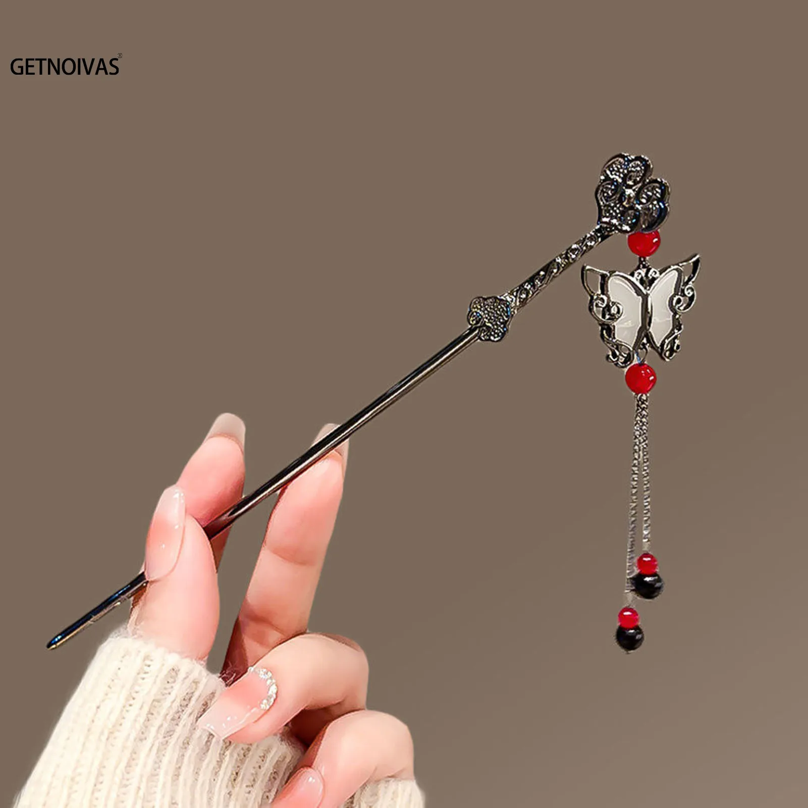 

Chinese Style Hair Stick Butterfly Long Tassel Hairpin for Women Vintage Metal Hanfu Chopstick Hair Sticks Hair Accessories