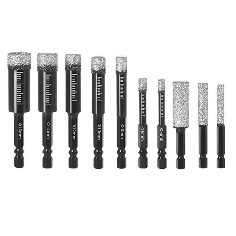 

ABVT-10Pcs Hexagonal Shank Brazed Dry Tile Diamond Drill Bit 5-16Mm Hole Saw Marble Porcelain Cup Saw Hole Opener