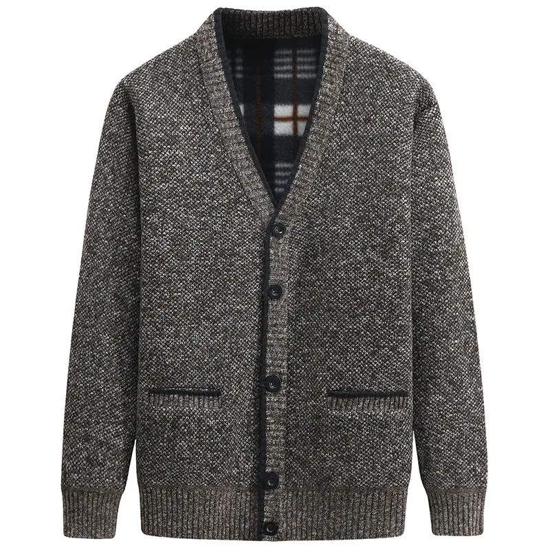 Cardigan à manches longues et col en V pour hommes, veste surdimensionnée, manteau noir, haut en tricot, vêtements populaires coréens