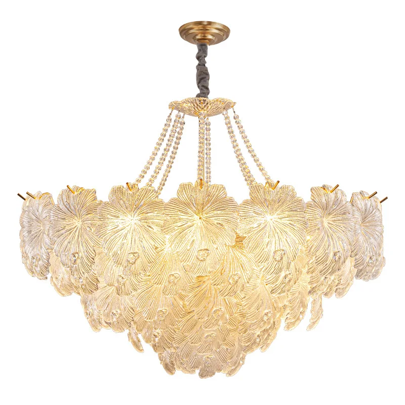 

French style, chandelier, living room, hall, light luxury, crystal, glass, dining room, bedroom, high sense