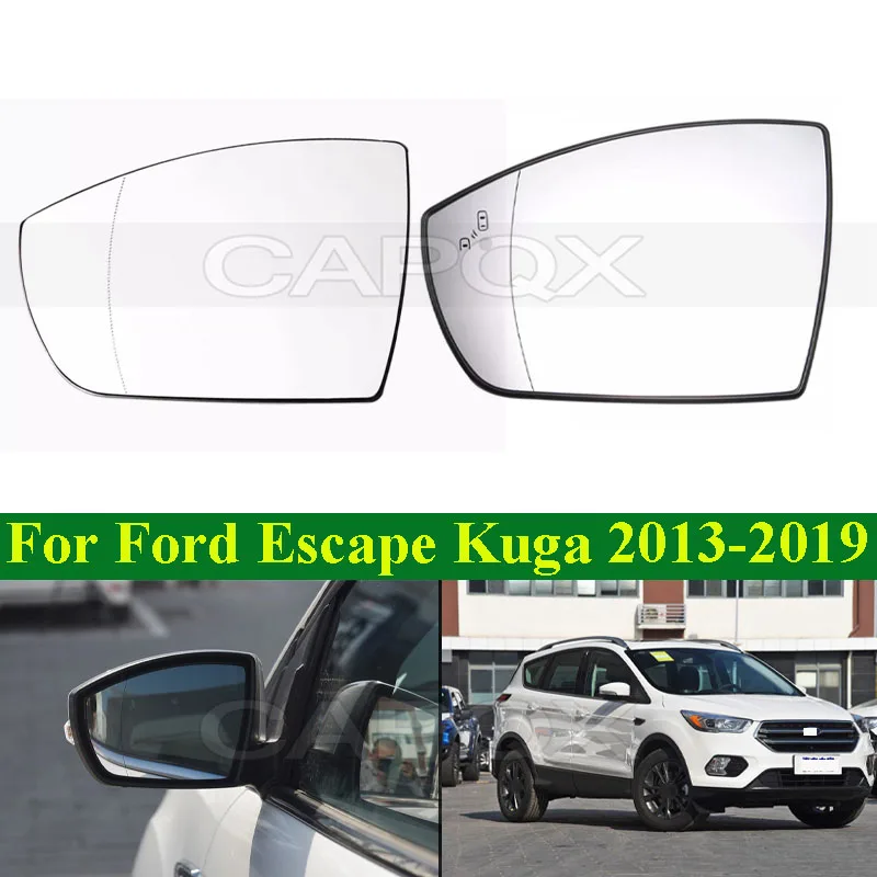 CAPQX For Ford Escape Kuga 2013-2019 Rearview Mirror Lens Glass With BSD Side Mirror Reflector Lens Heated Blind-spot Assist