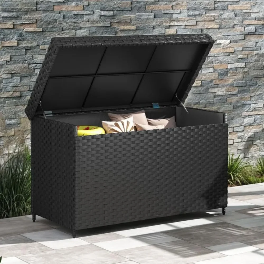 

230 Gallon Outdoor Storage Box, Weather-Proof Wicker Deck Box, XXL Outside Storage Container for Patio Furniture, Cushions