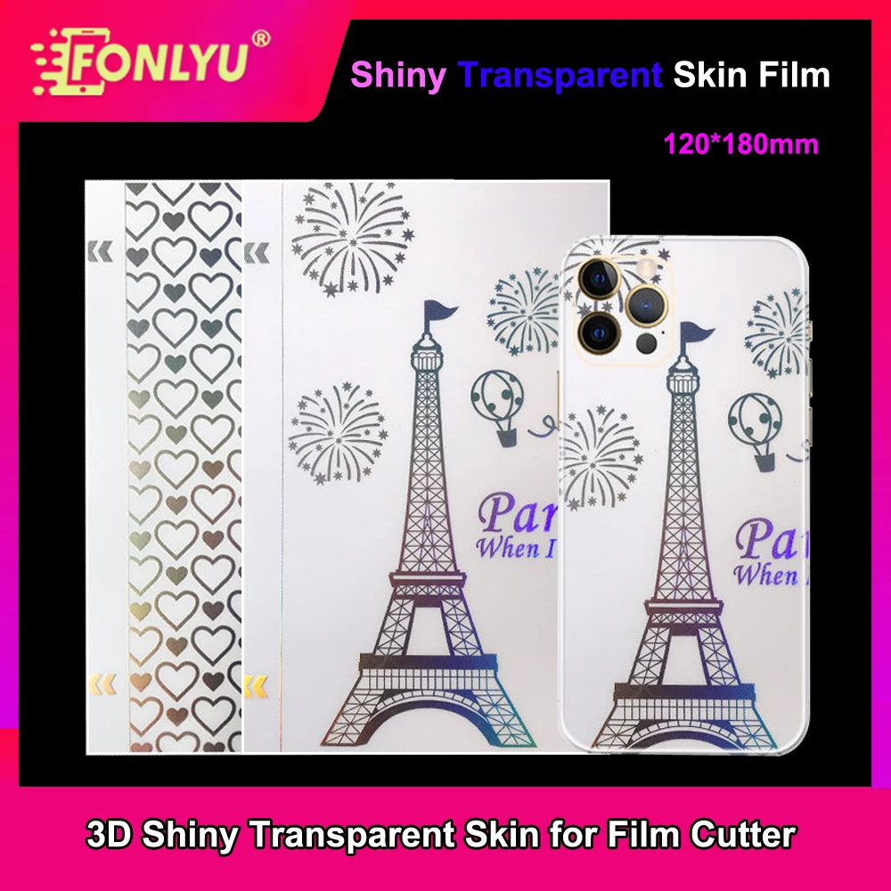 

FONLYU 50pcs Transparent Phone Skin Stickers Rear Mica Skin for Screen Protector Cutting Machine Laser Printing Decoration Films