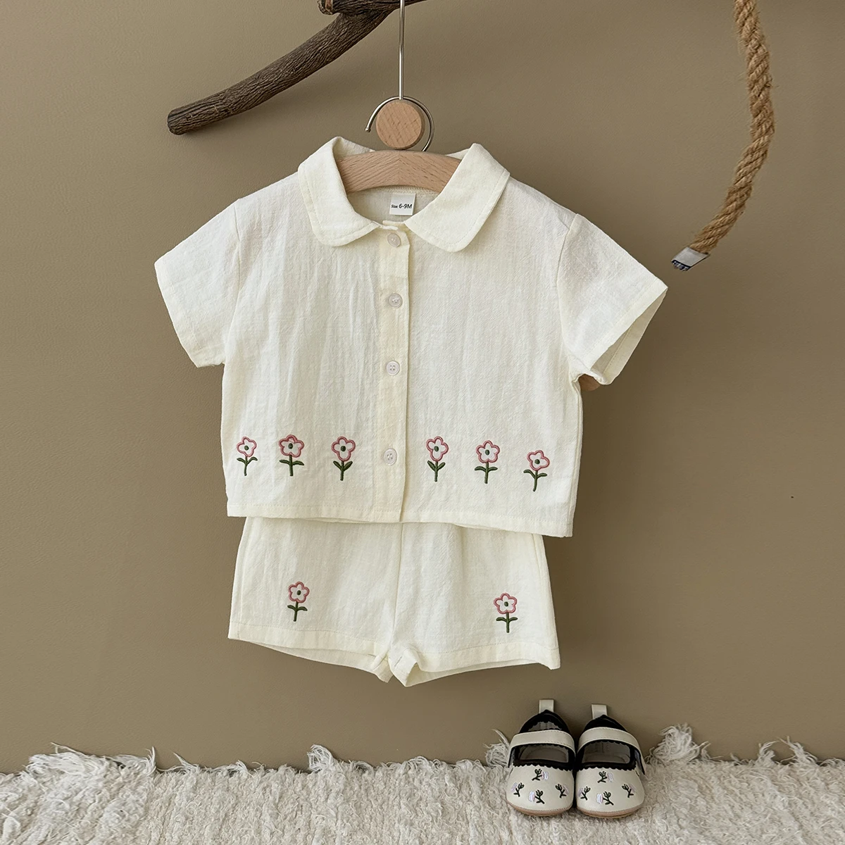 Summer New 2Pcs Baby Clothes Set 0-3Y Boys Girls Cotton Set Newborn Shirt Set Cute Flower Pattern Shirt + Shorts Set