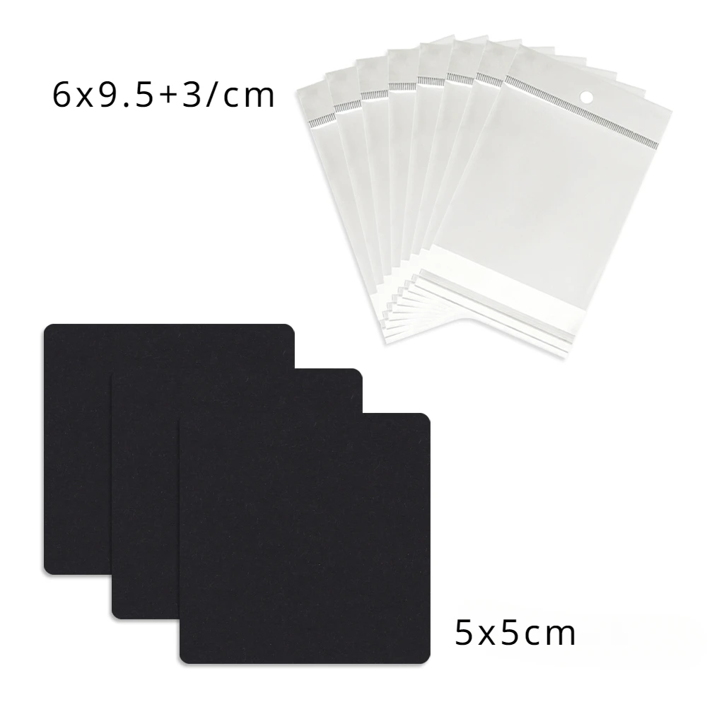 50 Pcs 5x5cm Blank Jewelry Display Paper Label With Or Without Bags Wholesale Packaging Earrings Necklaces Reveal Card Supplier