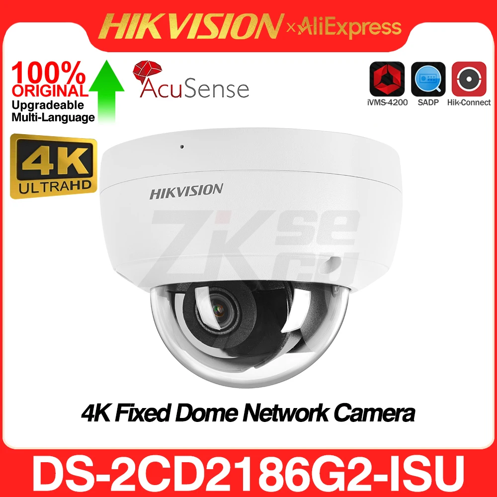 Hikvision 8MP IP Camera DS-2CD2186G2-ISU 4K Bullet PoE Human Vehicle Classification Built-In Mic SD Card Slot H265+ IP67