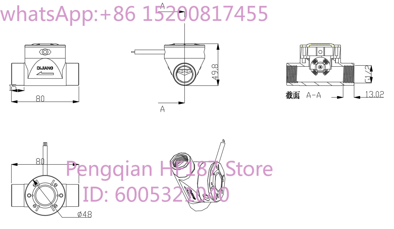 1pcs ZJSUS-DN15 stainless steel water meter with LCD screen turbine flowmeter RS485/pulse signal paddle wheel water meter sensor