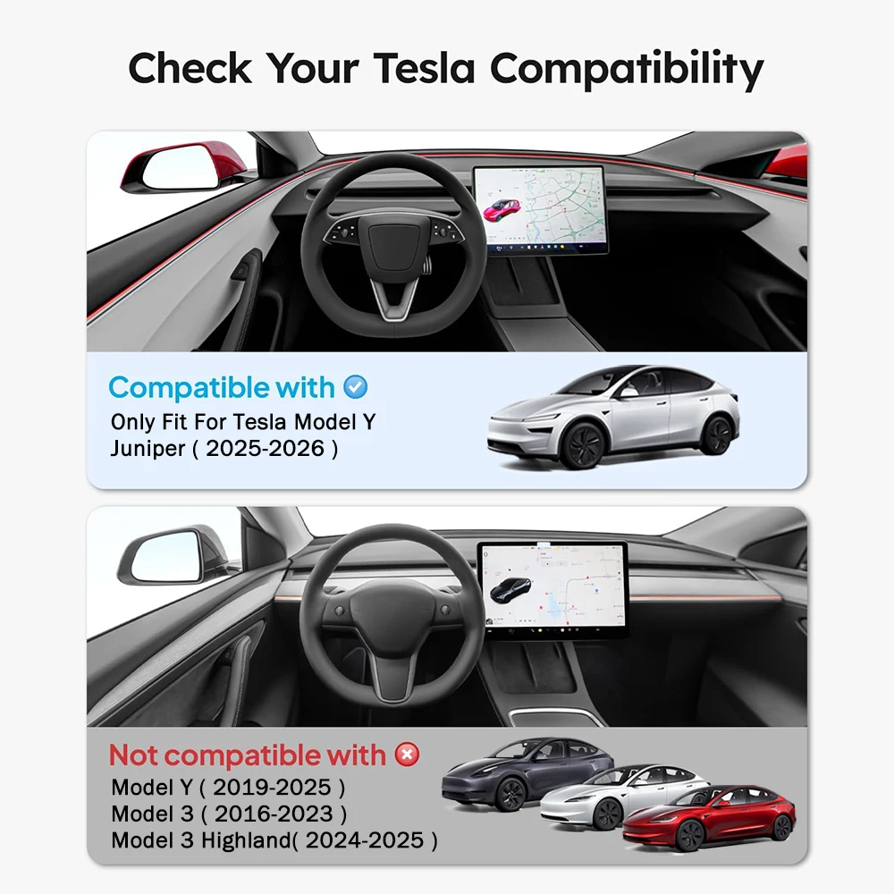 Heenvn 8Pcs Car Wireless Charging Silicone Pad For TESLA Model Y Launch 2025 2026 Cup Holder Steering Wheel Lever Shift Cover