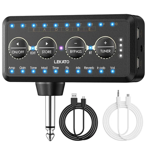Lekato guitarra enchufe Amp Pa-1 auriculares Mini amplificador altavoces Combo amplificador acústico bajo eléctrico sonido Pedal tablero retardo H8