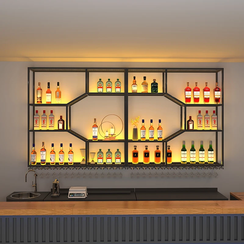 

Cocktail Holder Bar Cabinet Salon Metal Bottle Storage Modern Wine Cabinets Industrial Cellar Armario Para Vinos Home Furniture