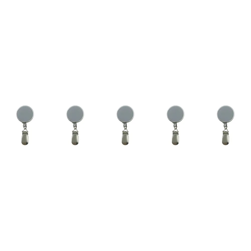 5 Count Retractable Towel Clips Zinc Alloy Body 60CM Extension Capability for Mounting on Non Porous Surfaces Without Tools