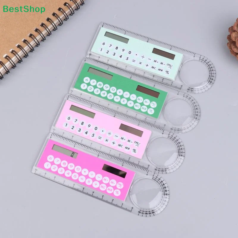

10cm Ruler Calculator Solar Card Mini Calculation Student Arithmetic Multifunctional Calculator Computer Digital Caliper