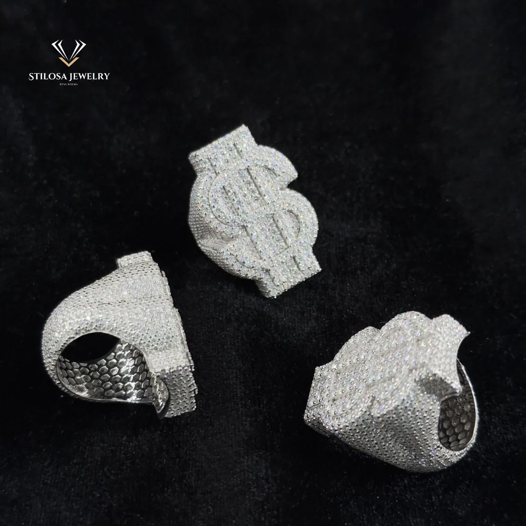 Best-selling 925 Silver Inlaid D-color VVS Mozzarella Diamond Dollar Ring In Europe And The United States, One Piece Of Foreign