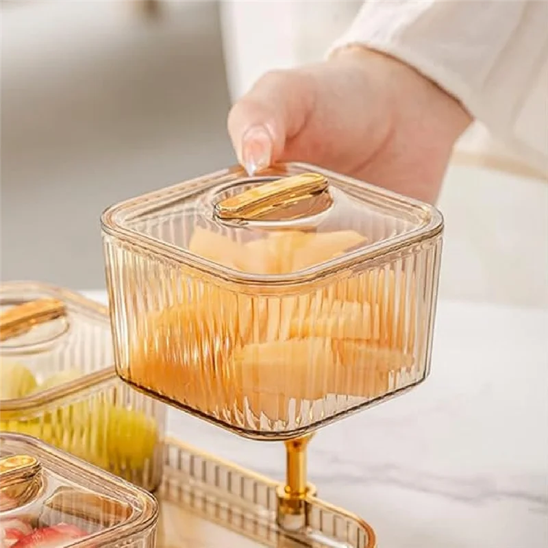 ABBN-Vassoio per snack multifunzionale per frutta, noci, piatto per feste con scomparto, ciotola da portata divisa con coperchio durevole per caramelle