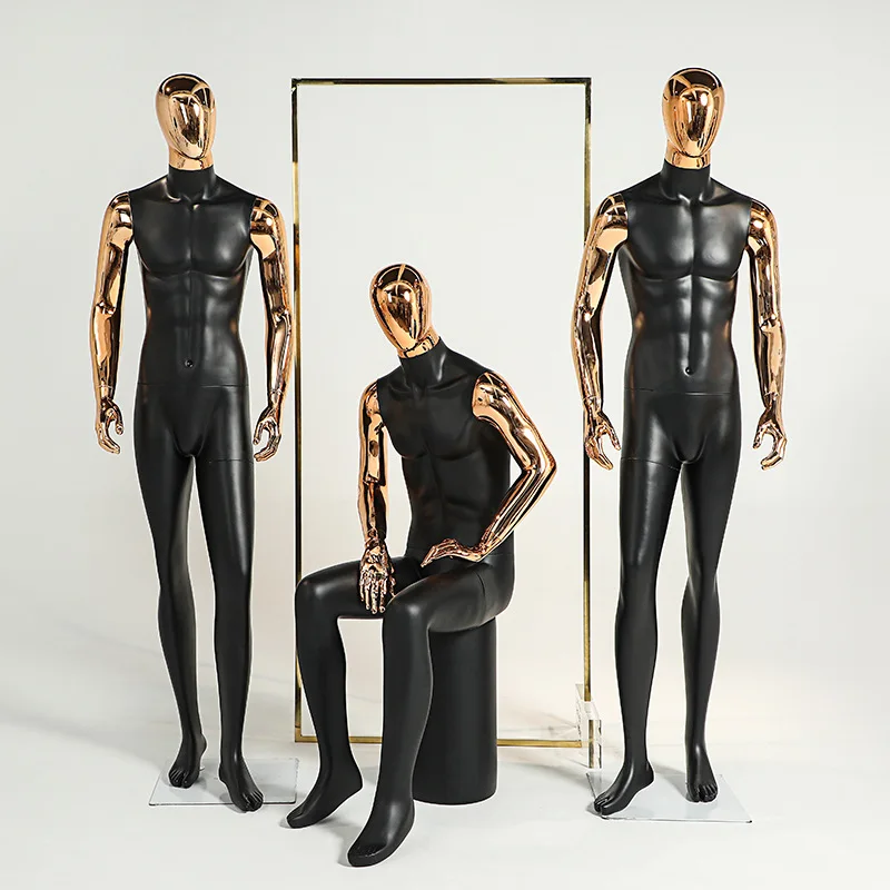 Clothing store electroplating model props men's full body gold-plated head hand dummy window display props men's clothing model
