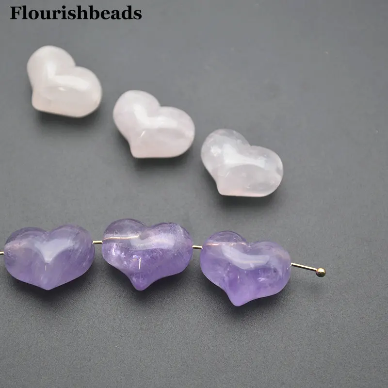

5шт хорошее качество натуральный аметист розовый кварц камень в форме сердца изготовление ювелирных изделий свободные бусины