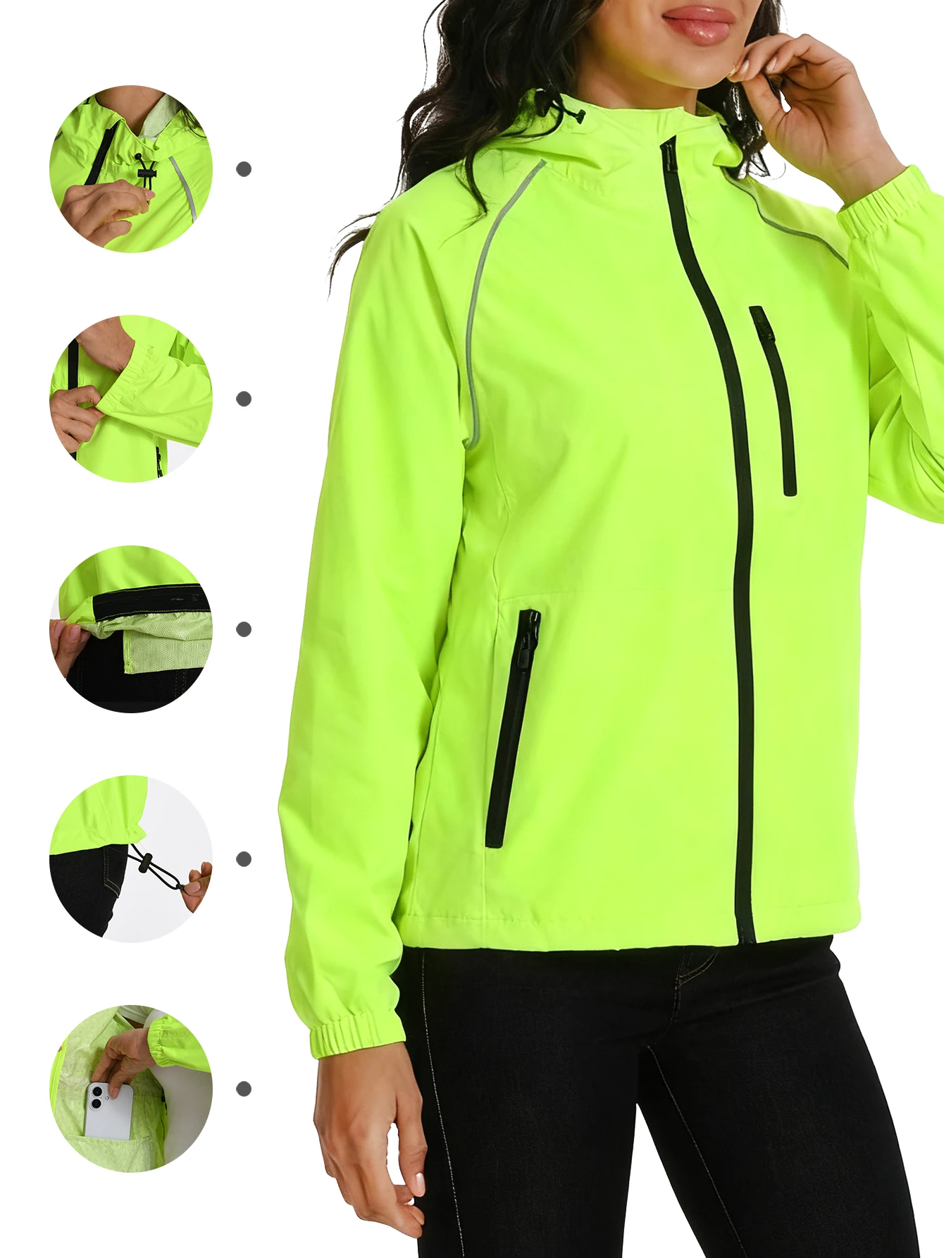 Veste à capuche imperméable et coupe-vent pour femmes, veste de sport respirante à manches longues, 