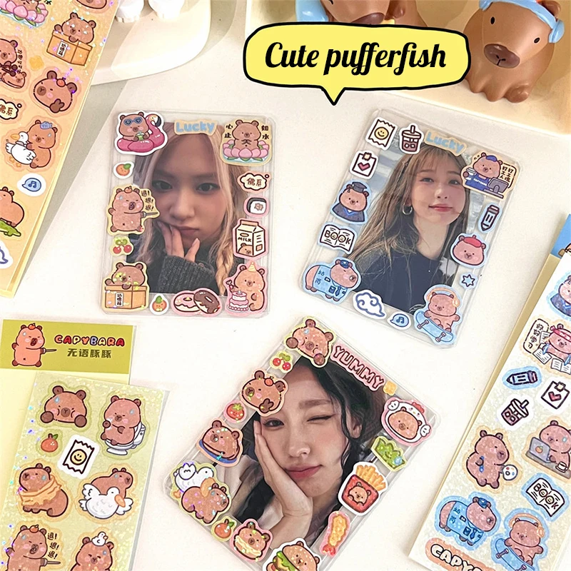 50Sheets Cute Cartoon Creative Capybara Sticker Decoration Sticker Fashion Laser Sticker DIY Diary Decorative Stick Stationery