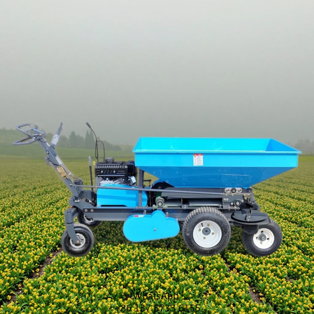 Self Propelled Manual Composting Spreader Double Disc Lawn Spreader Rotary Garden Fertilizer Spreader
