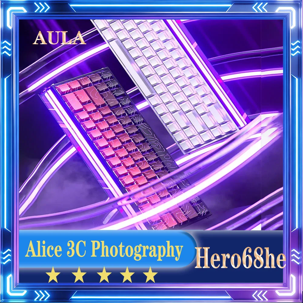 

Механическая клавиатура AULA HERO 68HE с магнитными переключателями, проводная, 8K, низкая задержка, для киберспорта, RGB-подсветка, RT 0.01