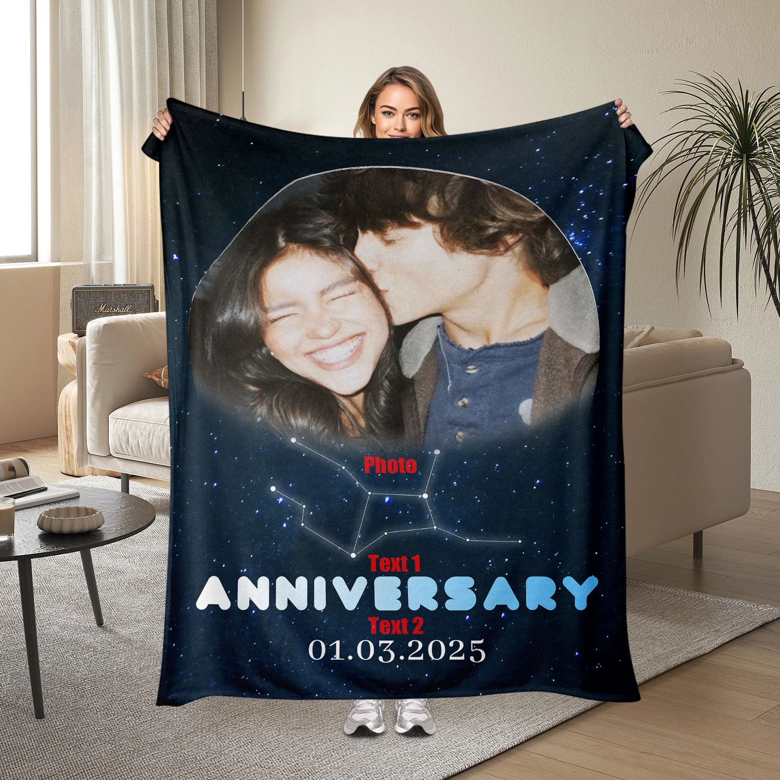 

Custom Planet Starry Sky Blue Blanket For Cosmic Vibes And Comfort In Modern Home Decor Design