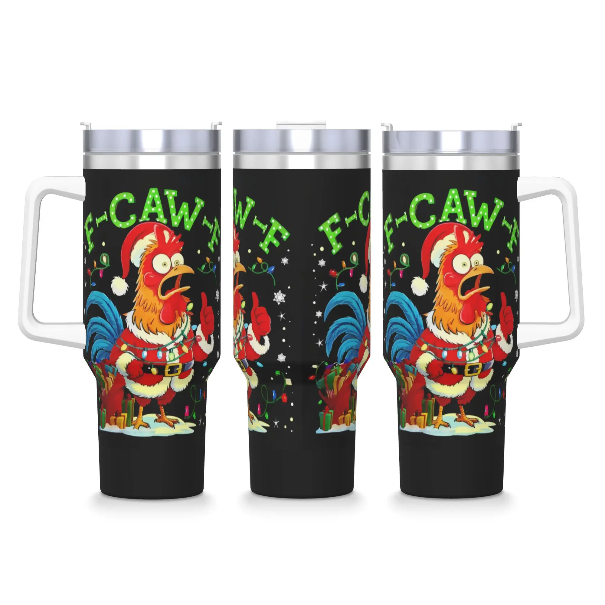 كوب من الفولاذ المقاوم للصدأ F Caw F كوب قهوة عيد الميلاد للدجاج يحافظ على الحرارة والمشروبات الساخنة وأكواب السيارة بتصميم المسافرين وزجاجة مياه