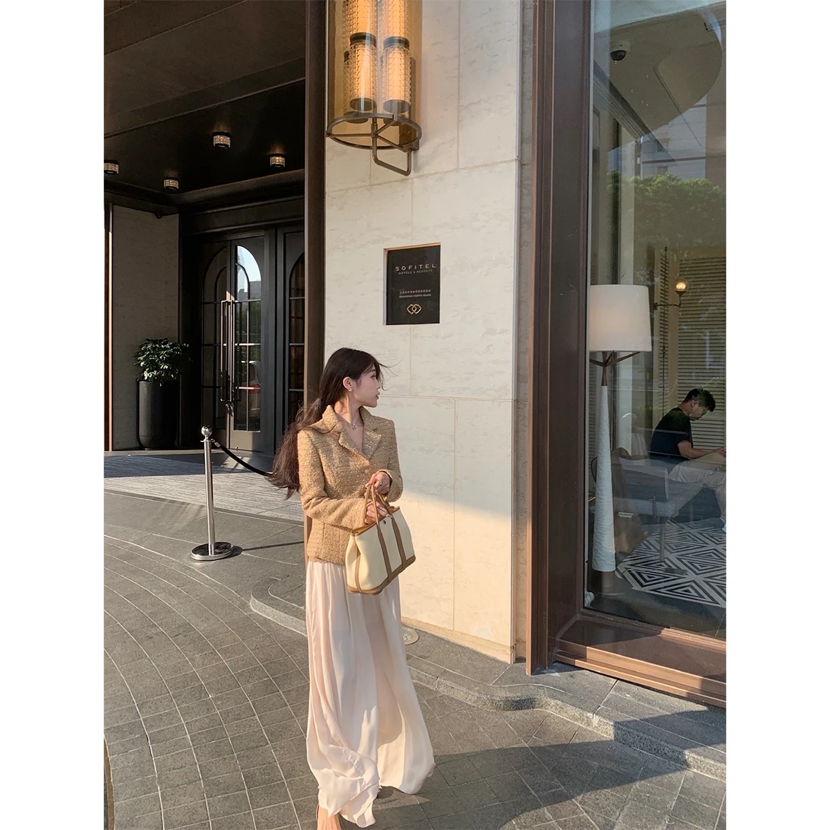 

Элегантный шерстяной жакет с воротником-стойкой, приталенный, для деловых встреч, в стиле маленькой Франции, модная верхняя одежда для женщин