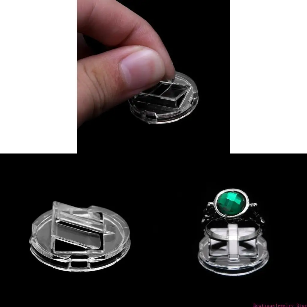 E1PE Clear Plastic Crystal Ring Jewelry Holder Wedding Finger Ring