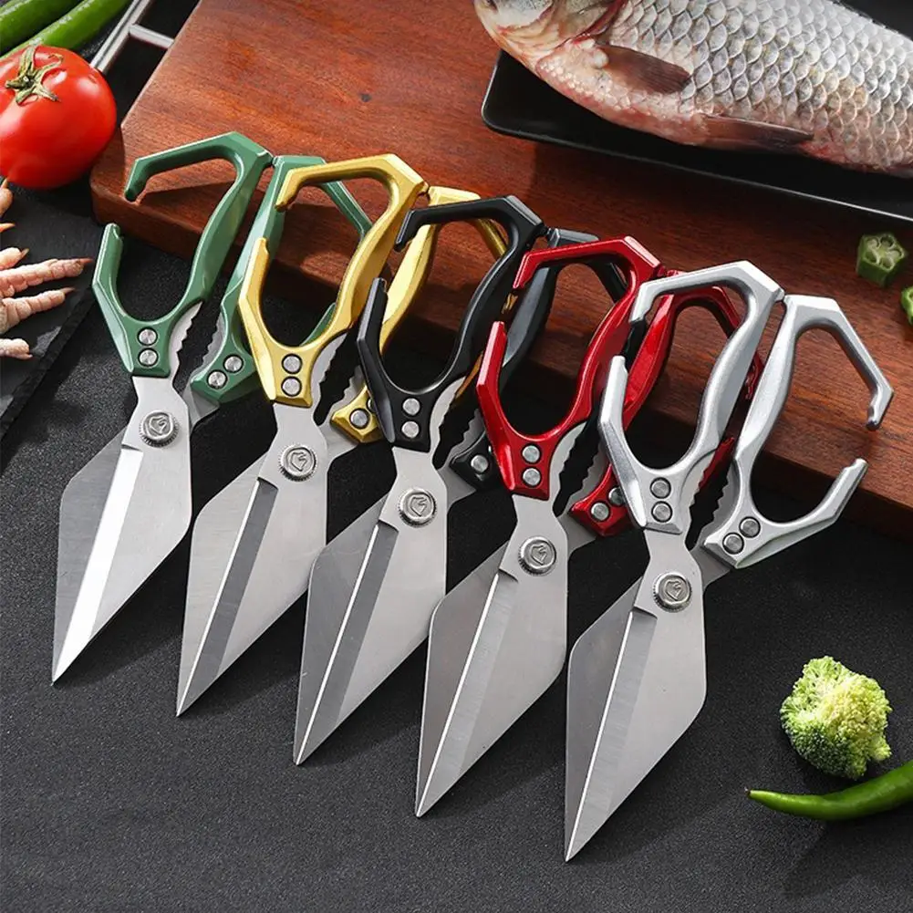 

Stainless Steel Kitchen Scissors Household Bone Scissors Chicken Wings Fish Chopper Bottle Opener Clip Walnut Kitchen Tools